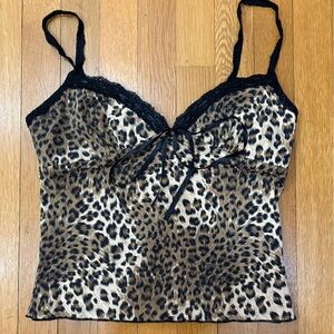 Leopard Print Lace Trim Camisole